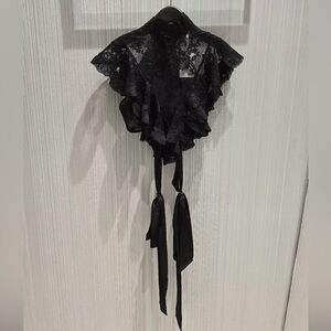 Designer Runway Black Lace Ruffle Top